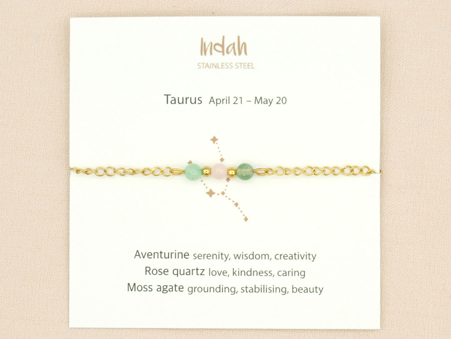 Bracelet rock chain, zodiac, silver and gold