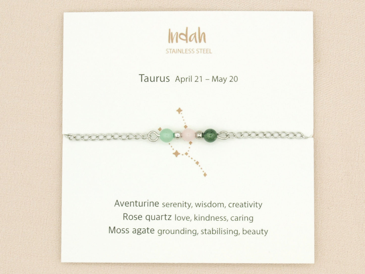 Bracelet rock chain, zodiac, silver and gold
