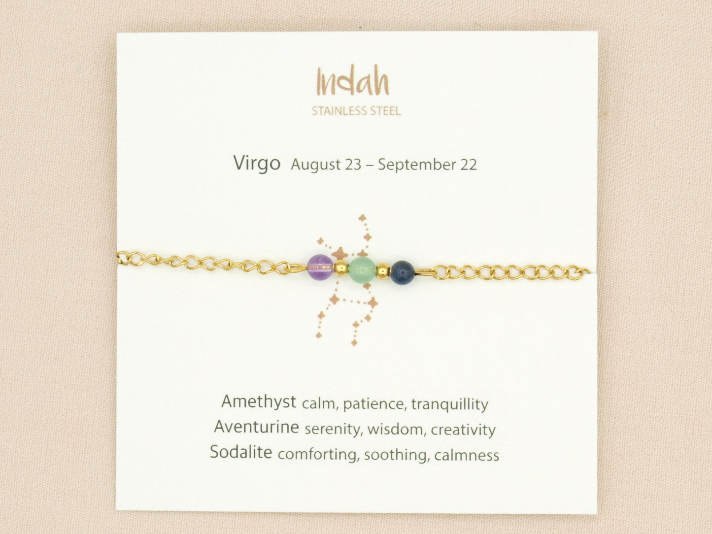 Bracelet rock chain, zodiac, silver and gold