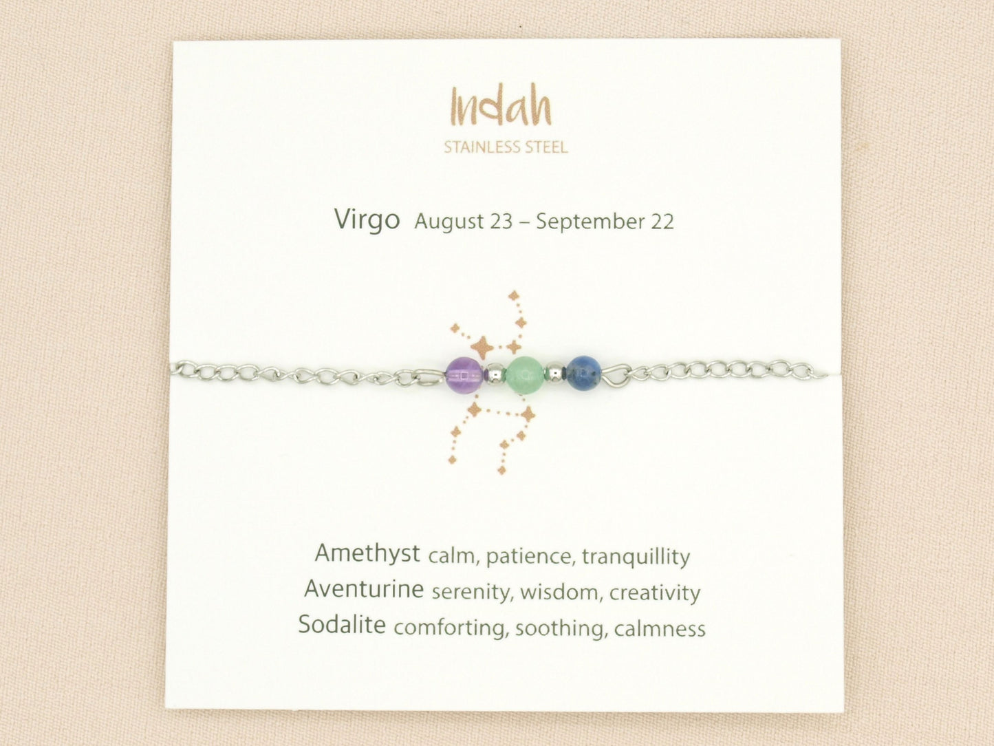 Bracelet rock chain, zodiac, silver and gold