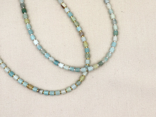 Necklace Batu chalcedon, silver or gold stainless steel