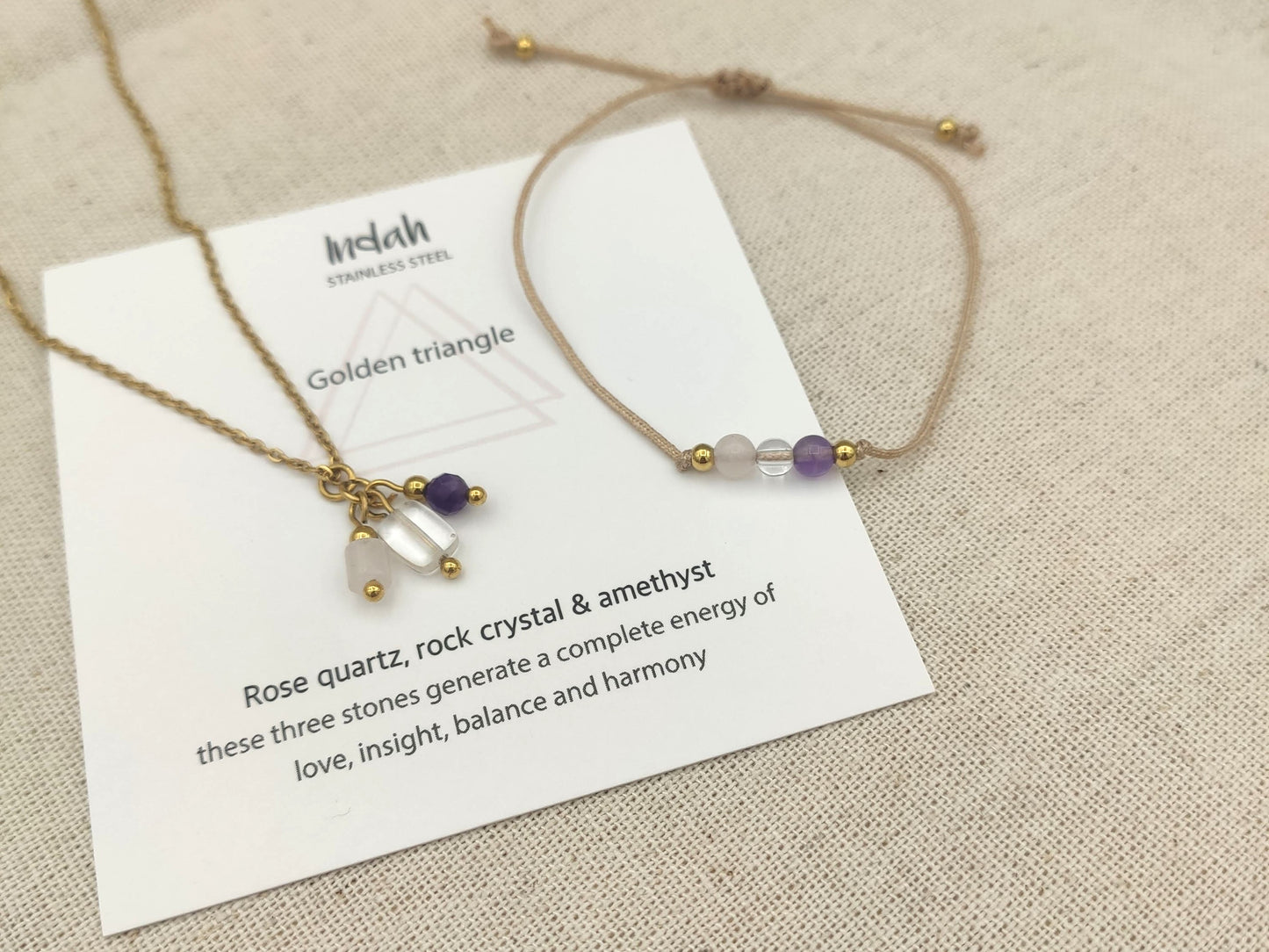 Ketting rock, gouden driehoek, zilver en goud