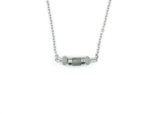 Necklace Iris labradorite, silver and gold stainless steel