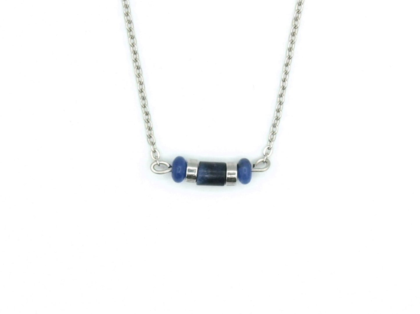 ketting Iris sodaliet, zilver of goud roestvrijstaal