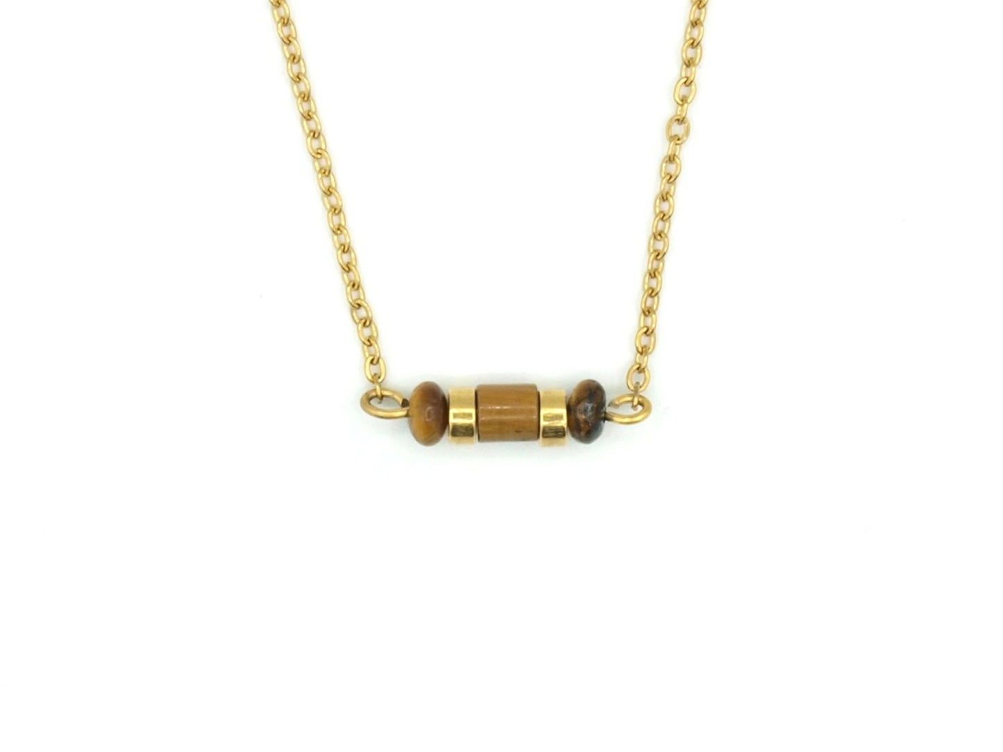 Ketting Iris tijgeroog, zilver of goud roestvrijstaal