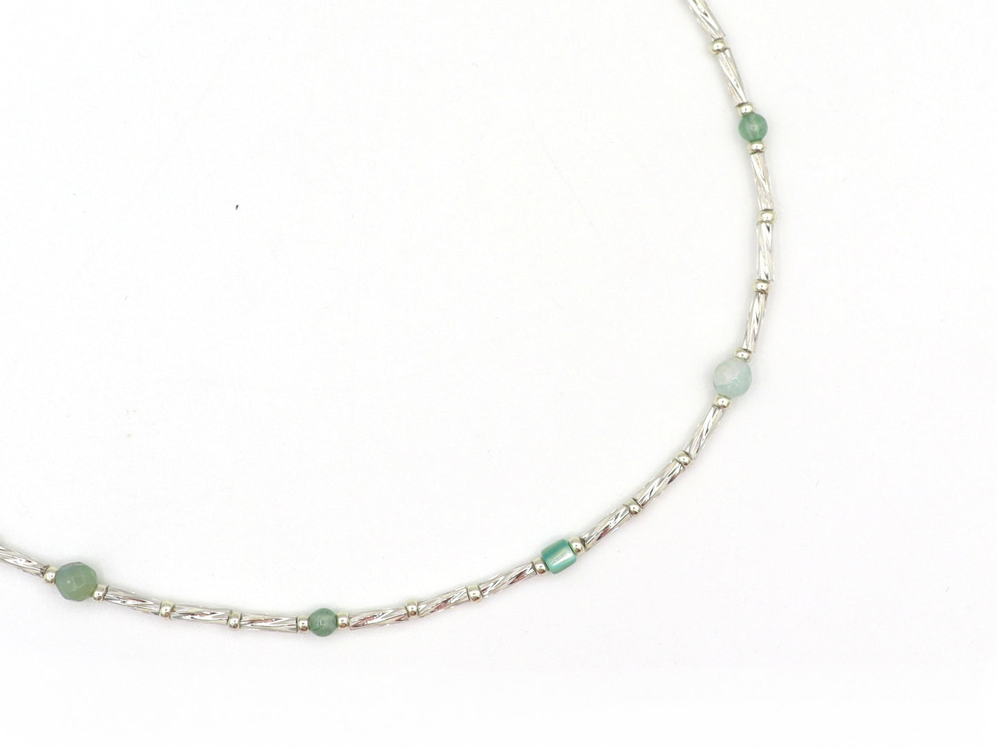 Ketting Fira amazoniet en aventurijn, zilver of goud roestvrijstaal