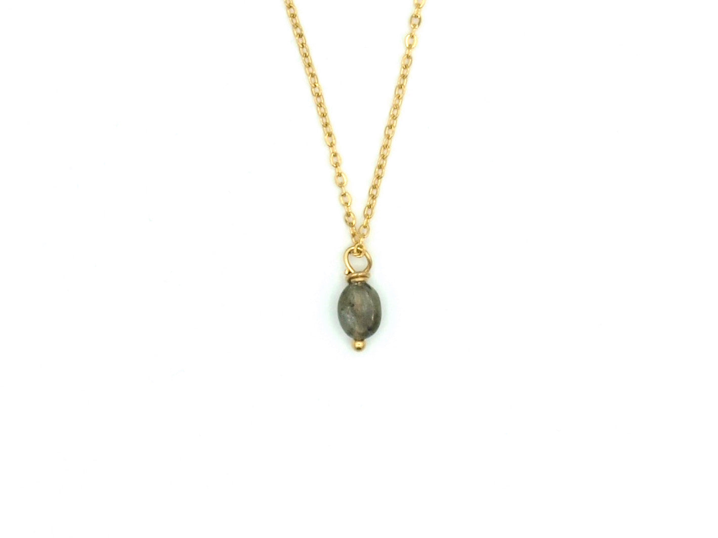 Necklace Lucy, labradorite jasper, silver or gold stainless steel