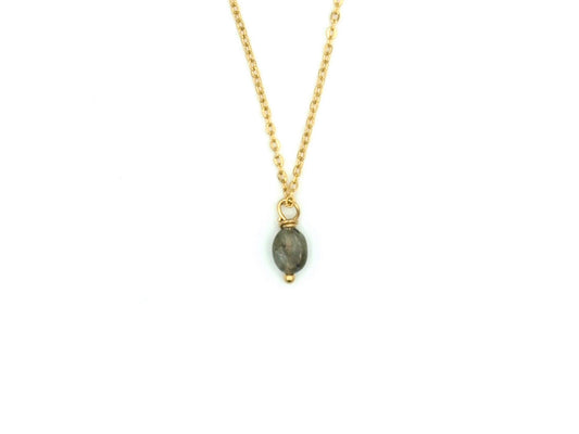 Necklace Lucy, labradorite jasper, silver or gold stainless steel