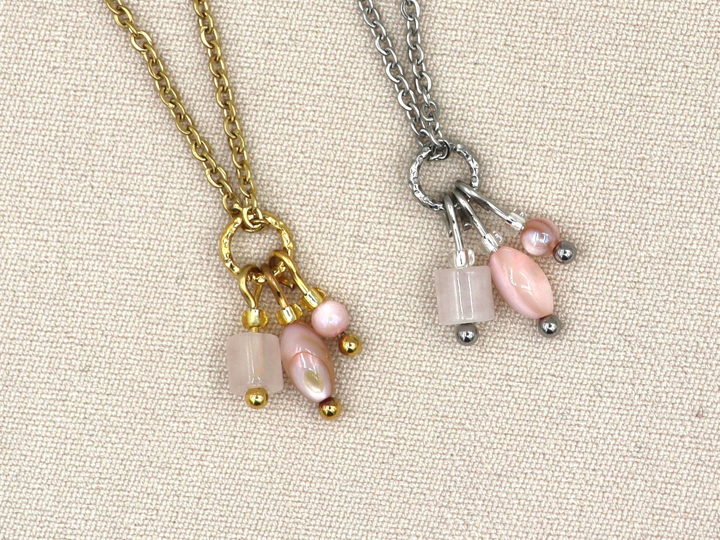 ketting Tiga rozenkwarts, zilver of goud roestvrijstaal