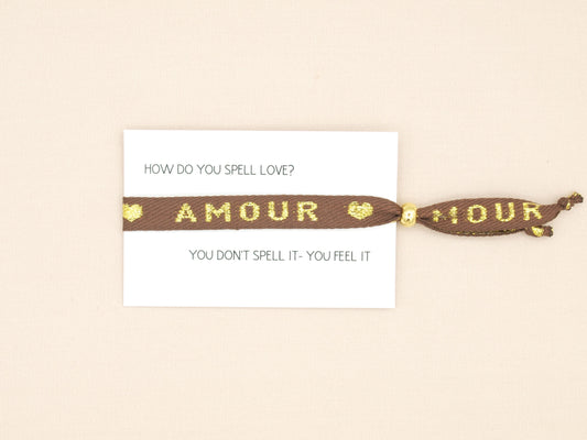 Amour brown ribbon bracelet