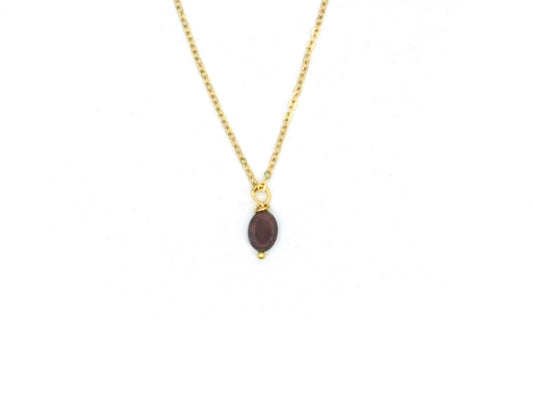 Necklace Lucy, aventurine red-brown, silver or gold stainless steel
