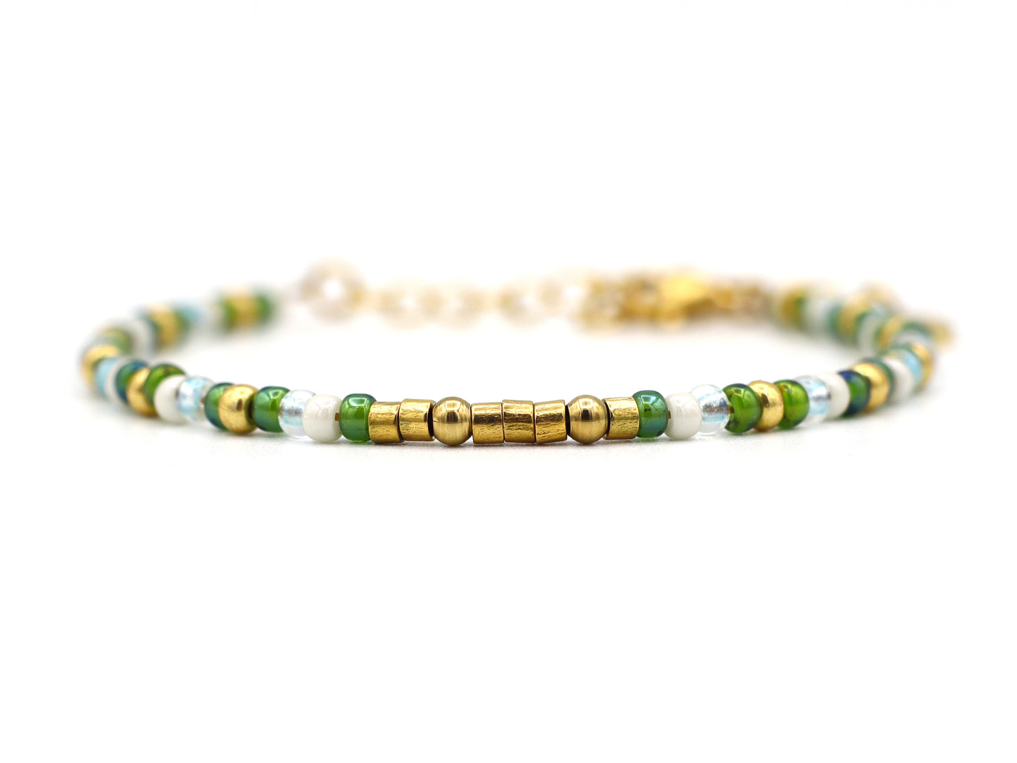 morse code bracelet mama green, silver or gold stainless steel