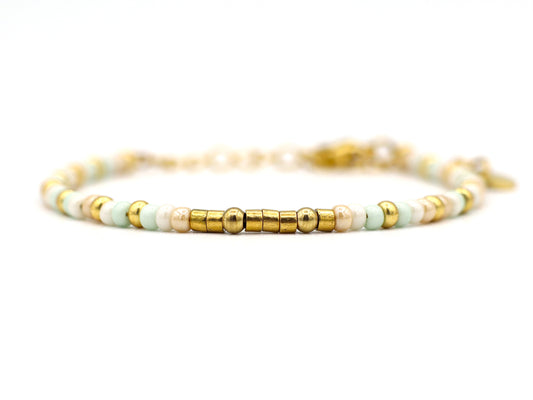 morse code bracelet mama mint, silver or gold stainless steel
