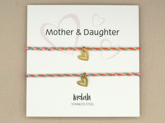 Mother and daughter bracelet set multi color, stainless steel gold