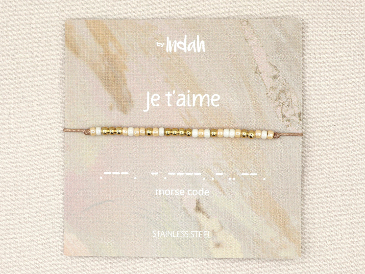 je t'aime morse code bracelet, stainless steel