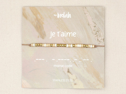 je t'aime morse code bracelet, stainless steel