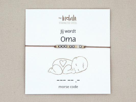 Jij wordt oma morse code bracelet, stainless steel