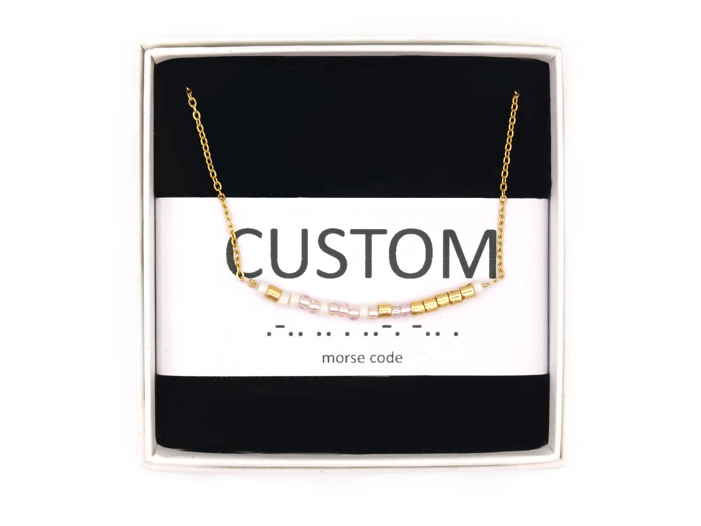 Personalized morse code necklace, silver or gold stainless steel