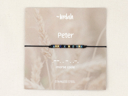 Peter morse code bracelet, stainless steel