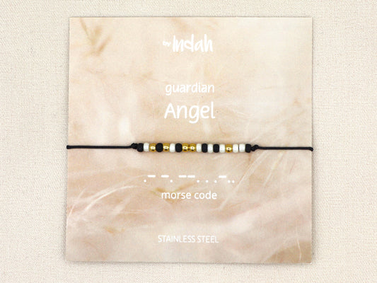 Guardian angel morse code bracelet, stainless steel