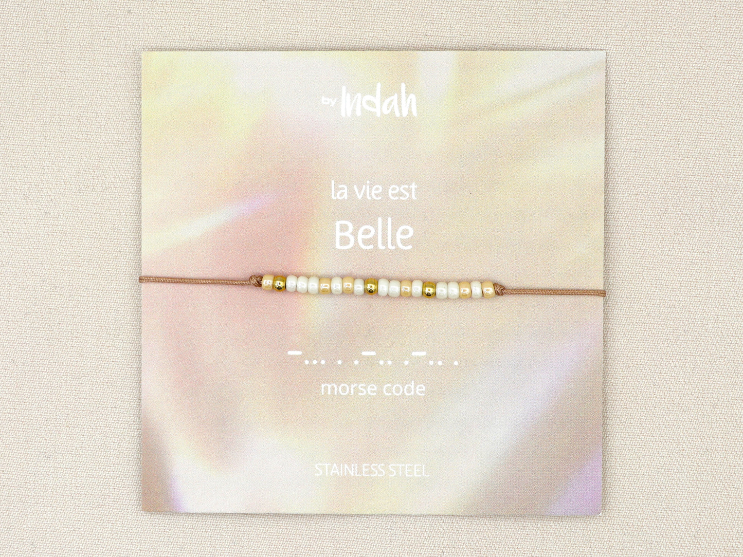 La vie est belle morse code bracelet, stainless steel