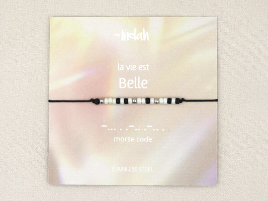 La vie est belle morse code bracelet, stainless steel