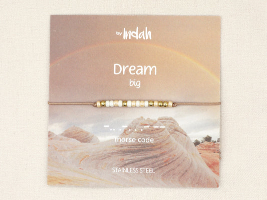 Dream big morse code bracelet, stainless steel