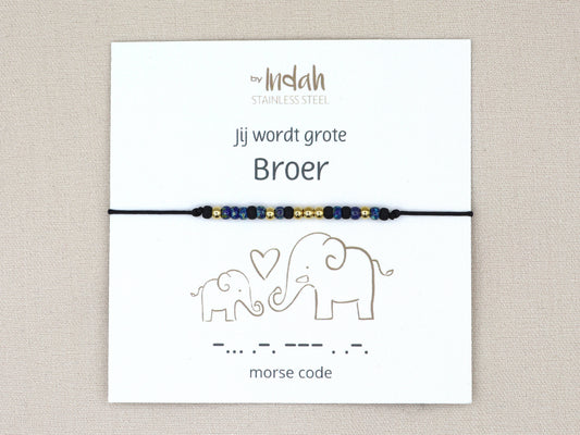 Jij wordt grote broer morse code bracelet, stainless steel