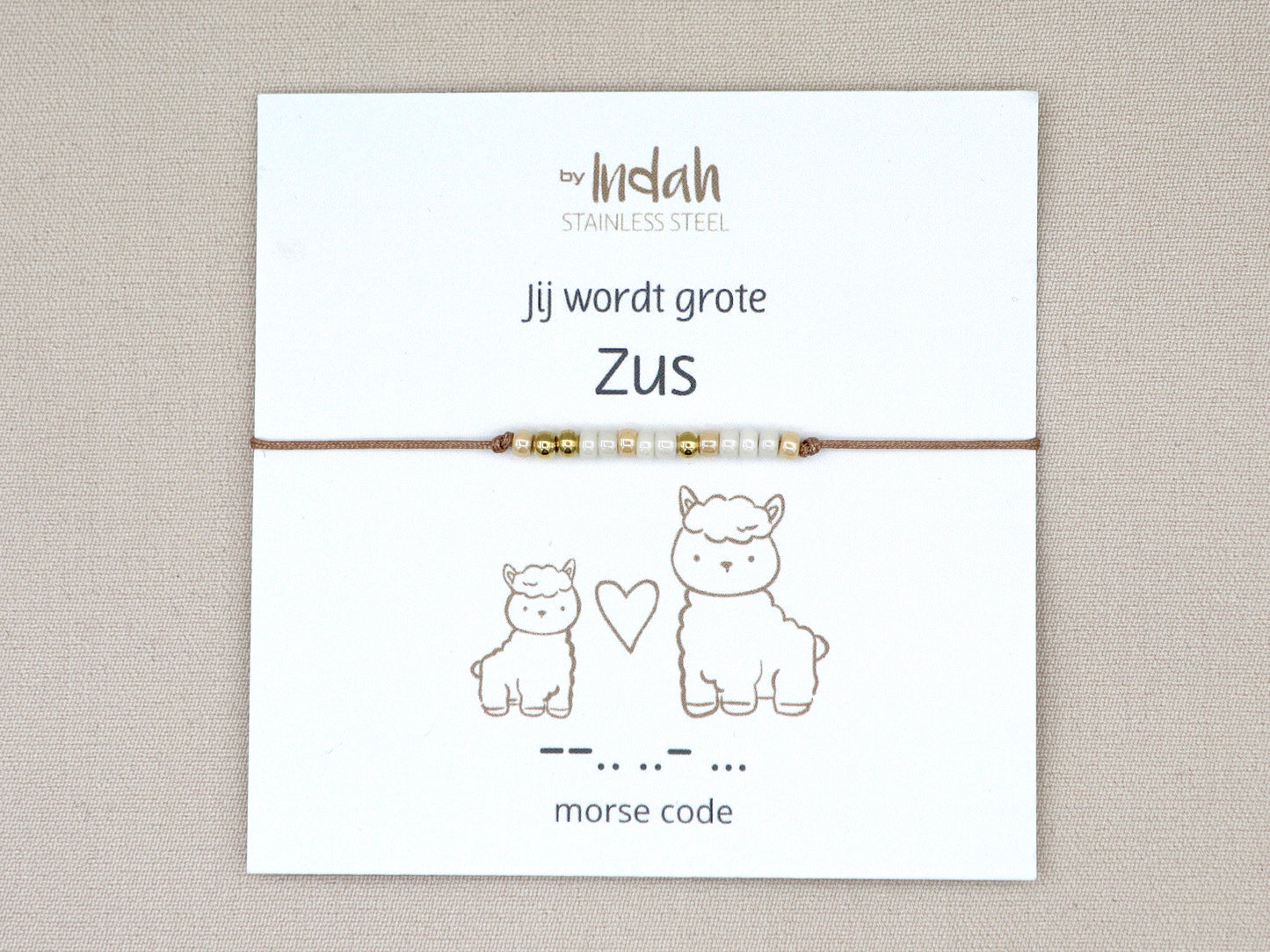 jij wordt grote zus morse code bracelet, stainless steel