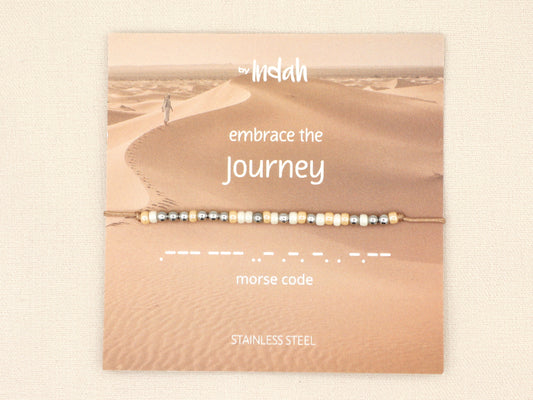 Embrace the journey morse code bracelet, stainless steel