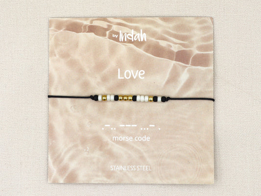love morse code bracelet, stainless steel