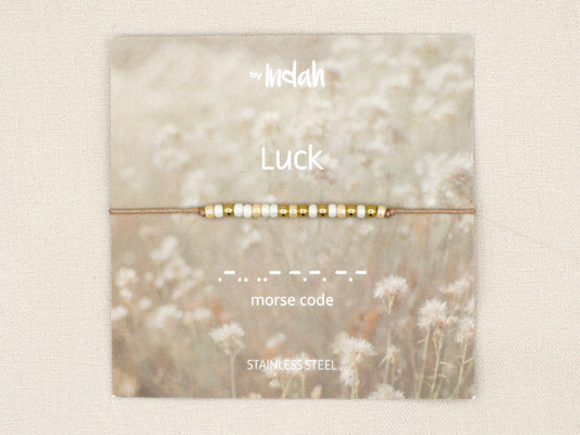luck morse code bracelet, stainless steel
