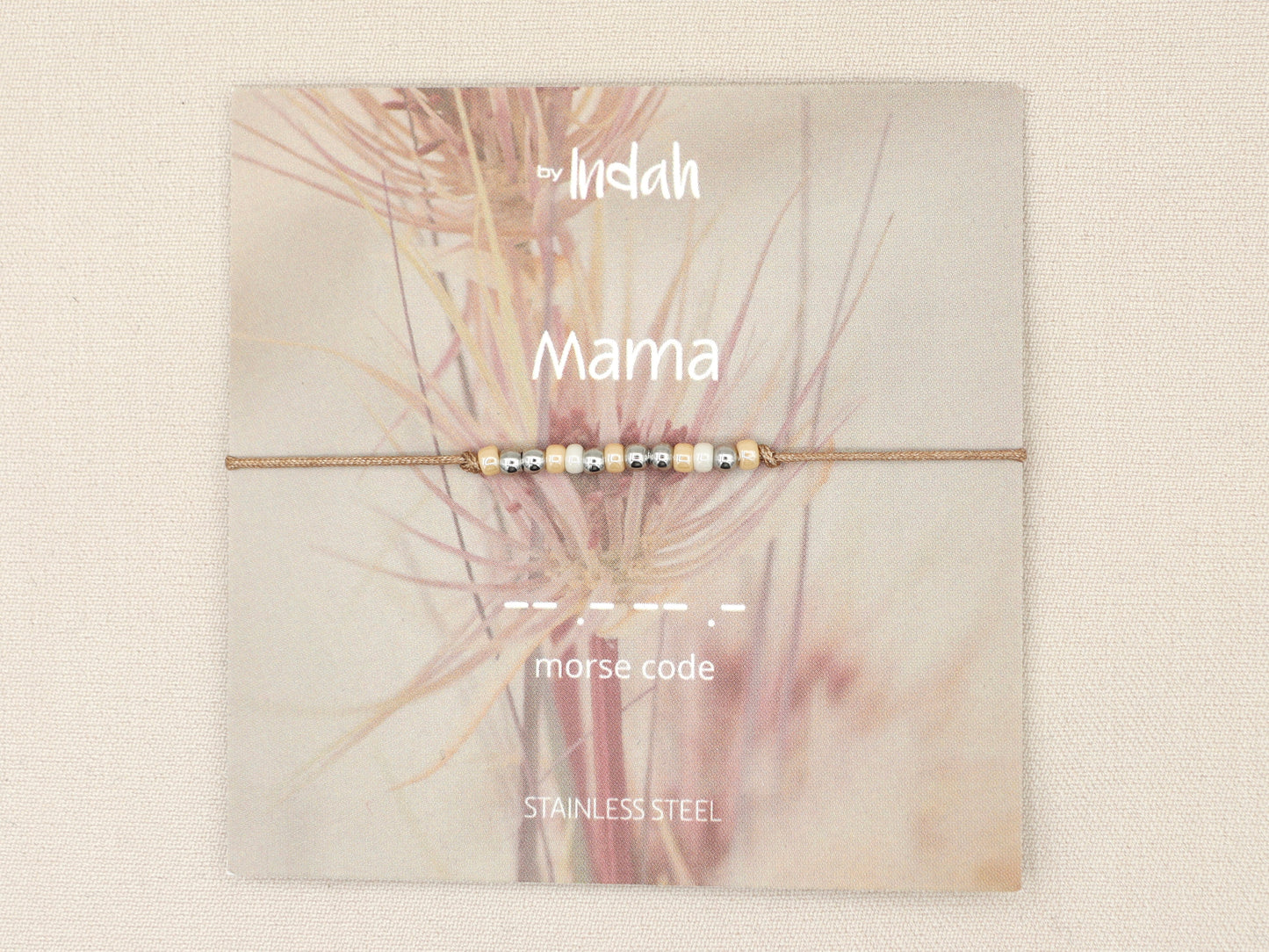 Morse code armband mama, roestvrij staal (zilver of goud)