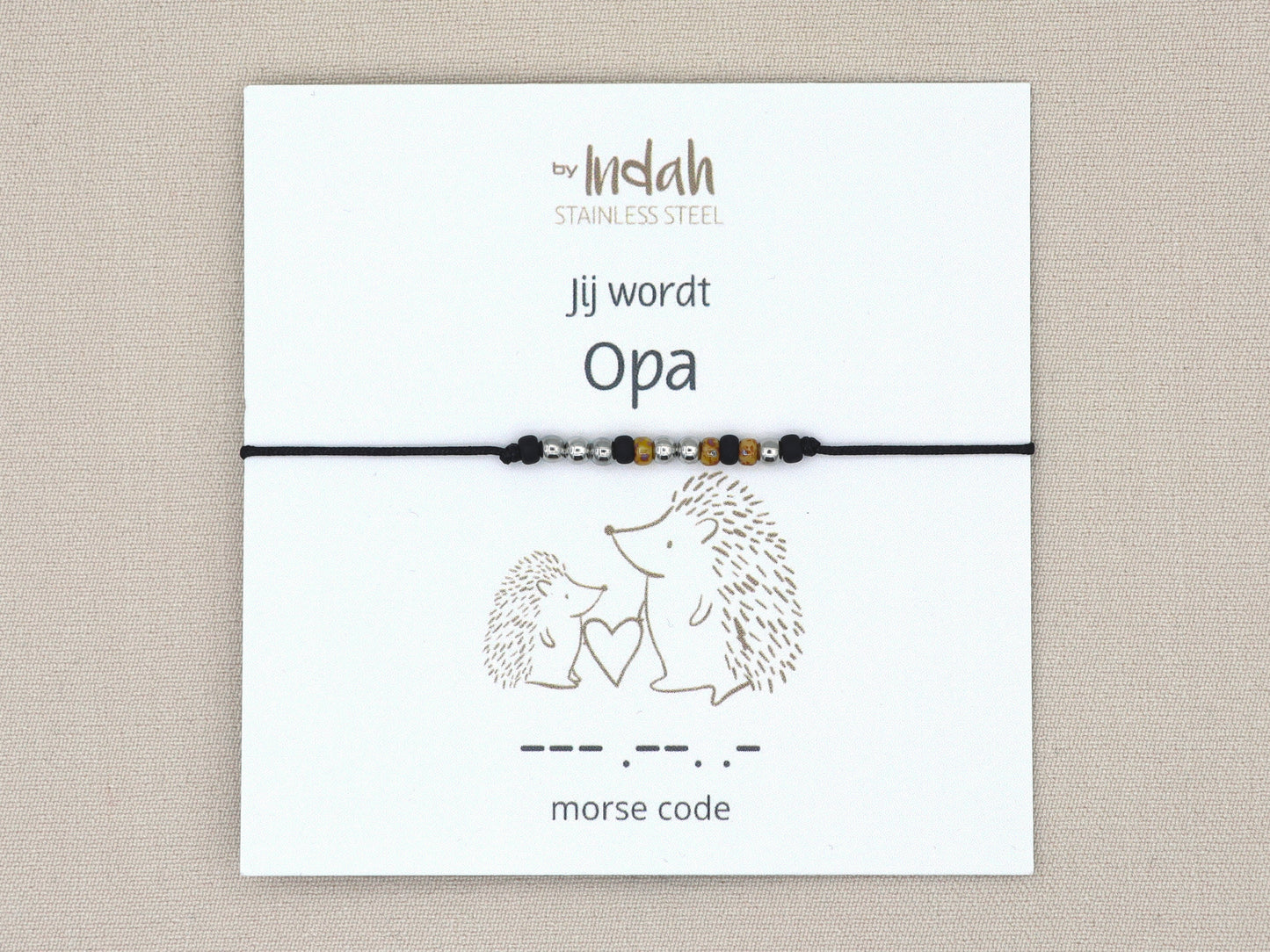 Jij wordt opa morse code bracelet, stainless steel