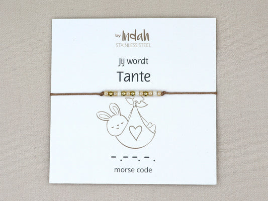jij wordt tante morse code bracelet, stainless steel