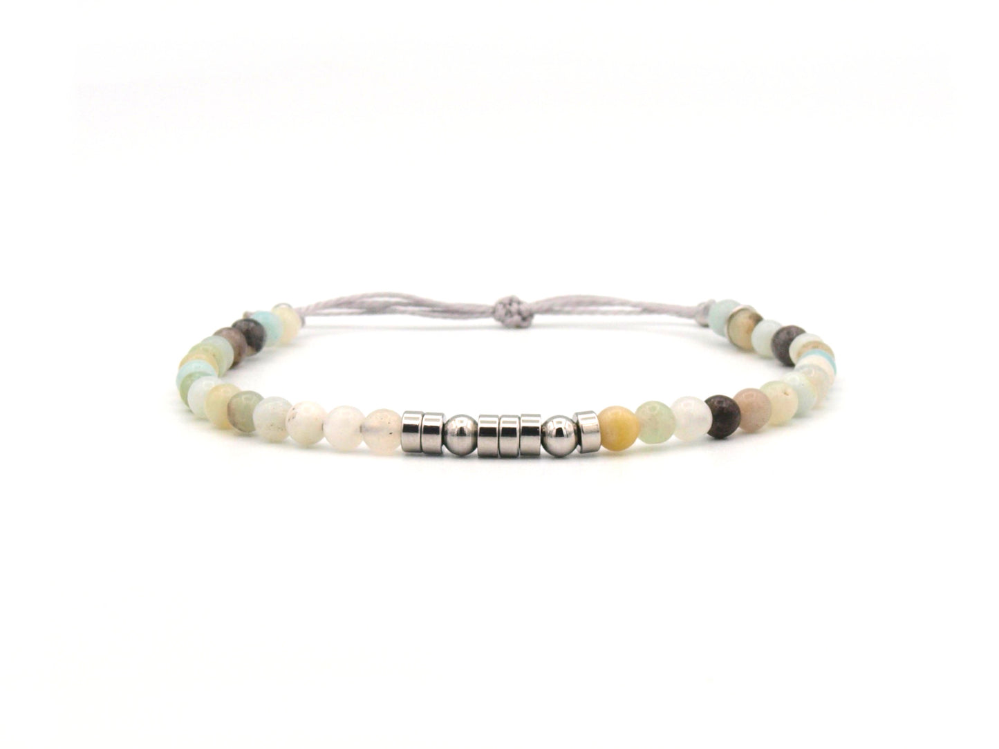 Persoonlijke morse code armband, Amazoniet en rvs