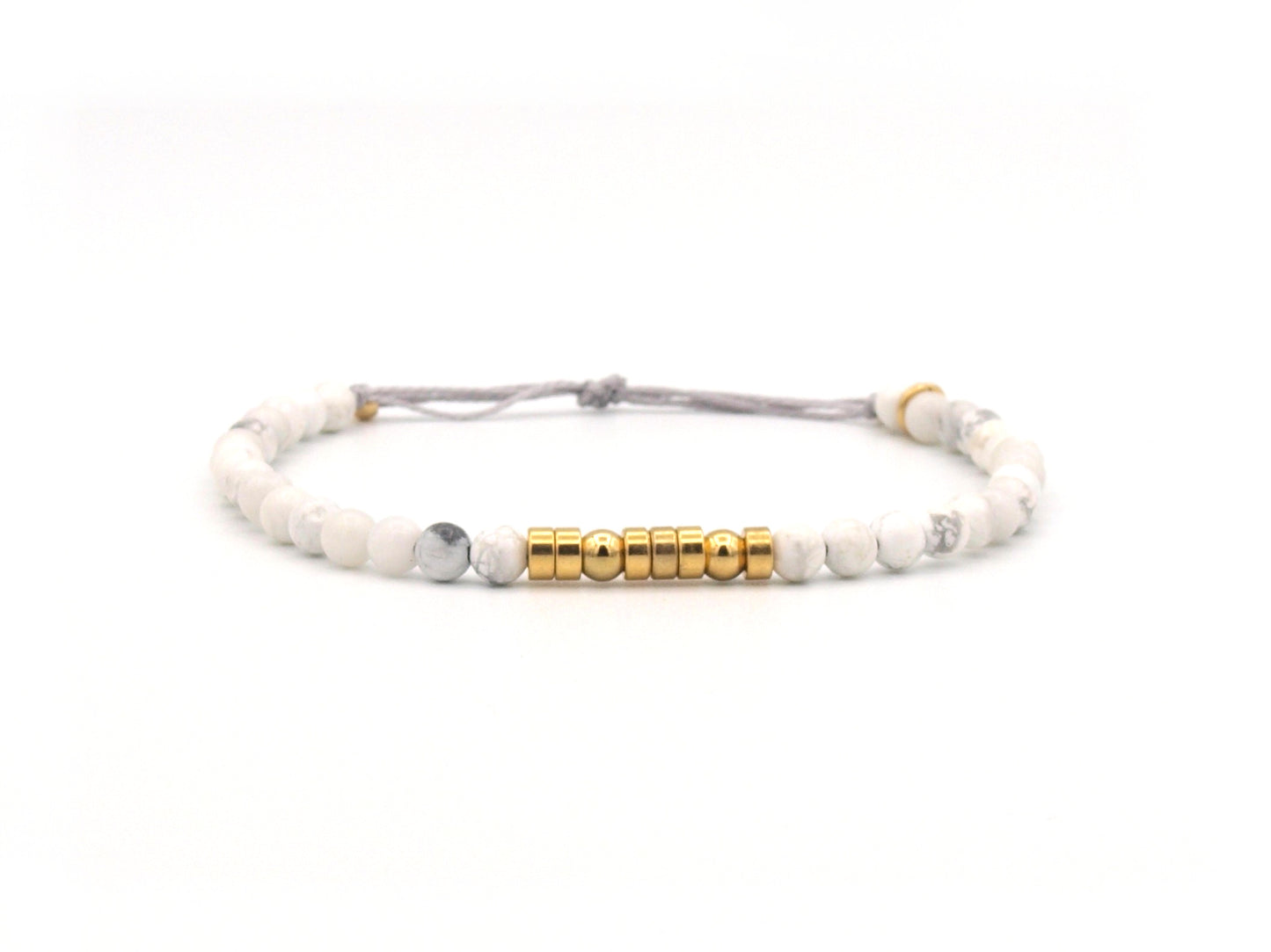 Personalized morse code bracelet, howlite and stainless steel