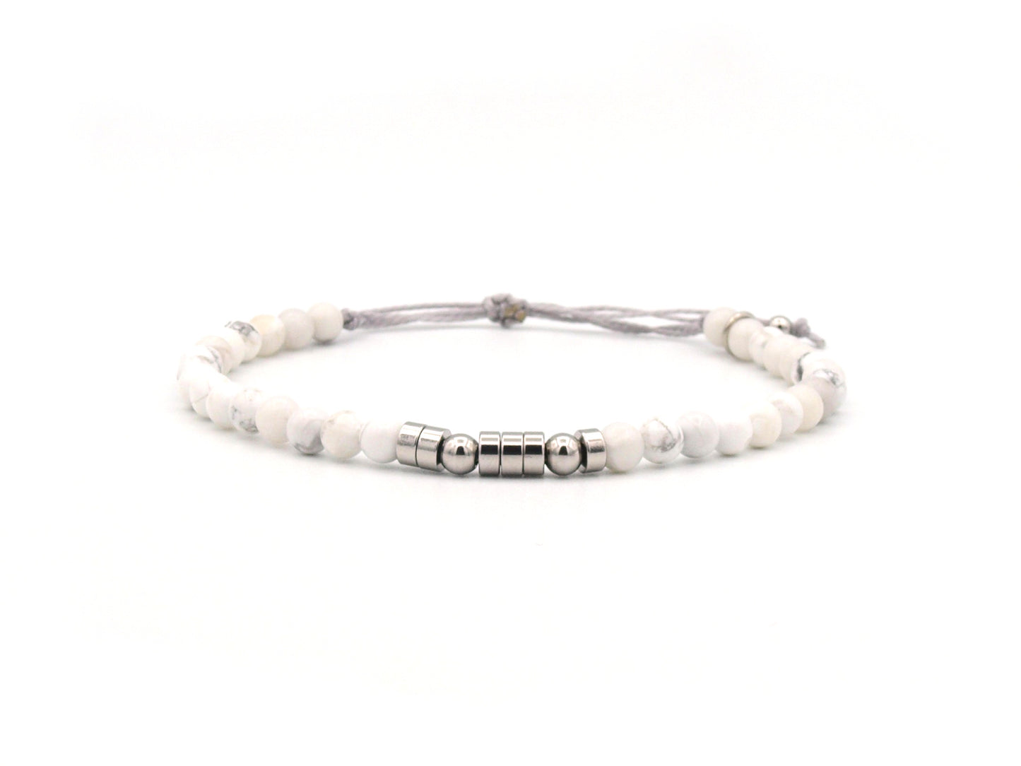 Personalized morse code bracelet, howlite and stainless steel