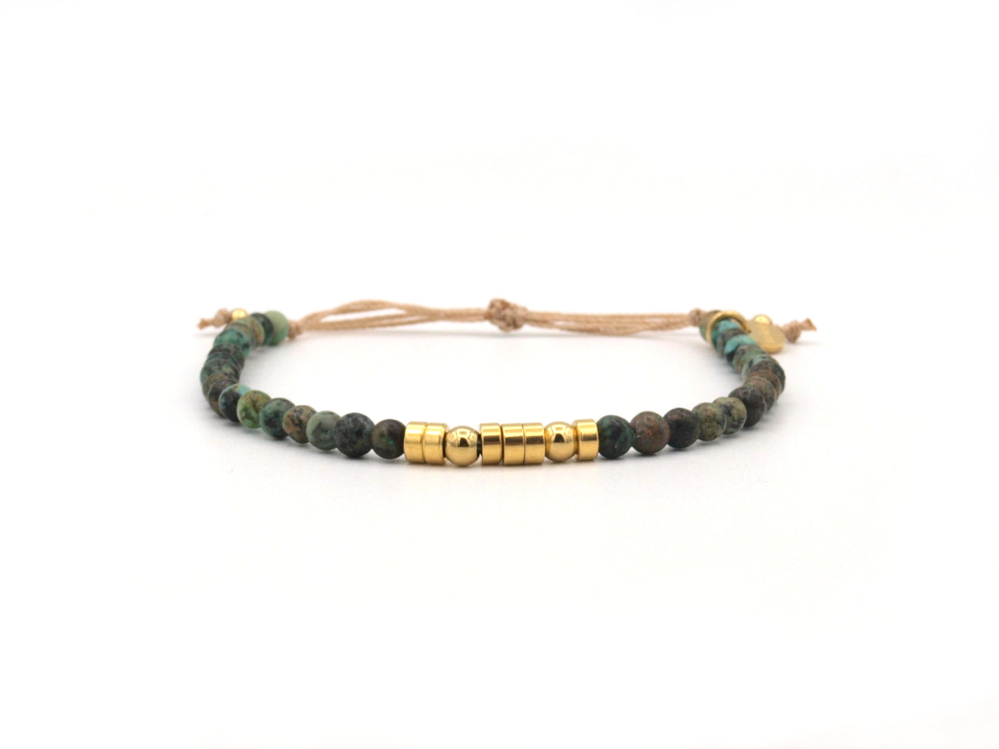 Personalized morse code bracelet, African turquoise and stainless steel