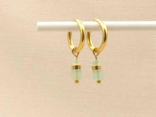 Earrings Iris aventurine, silver or gold stainless steel