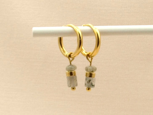 Earrings Iris labradorite, silver or gold stainless steel