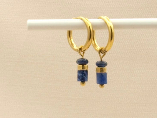 Earrings Iris sodalite, silver or gold stainless steel