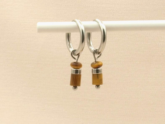 Earrings Iris tiger's eye, silver or gold stainless steel