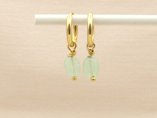 Earrings Lucy aventurine, silver or gold stainless steel
