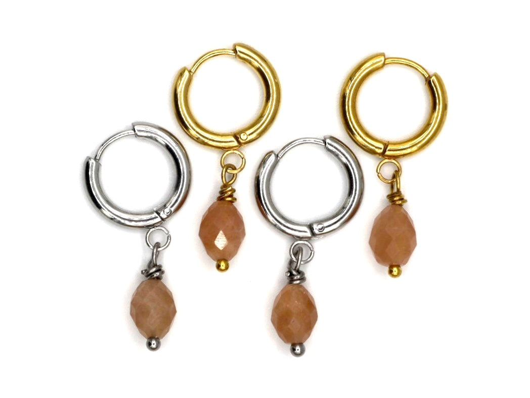 Earrings Ayu zonnesteen,silver and gold stainless steel
