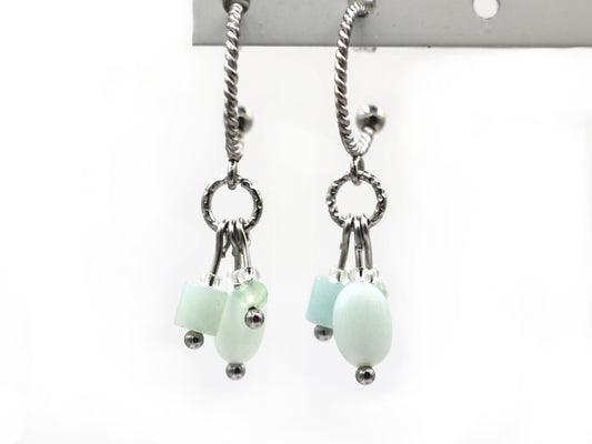 Earrings Kirana amazonite, silver or gold stainless steel