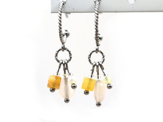 Earrings Kirana yellow aventurine, silver or gold stainless steel
