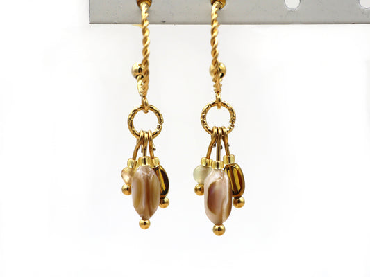 Earrings Kirana mother of pearl, silver or gold stainless steel