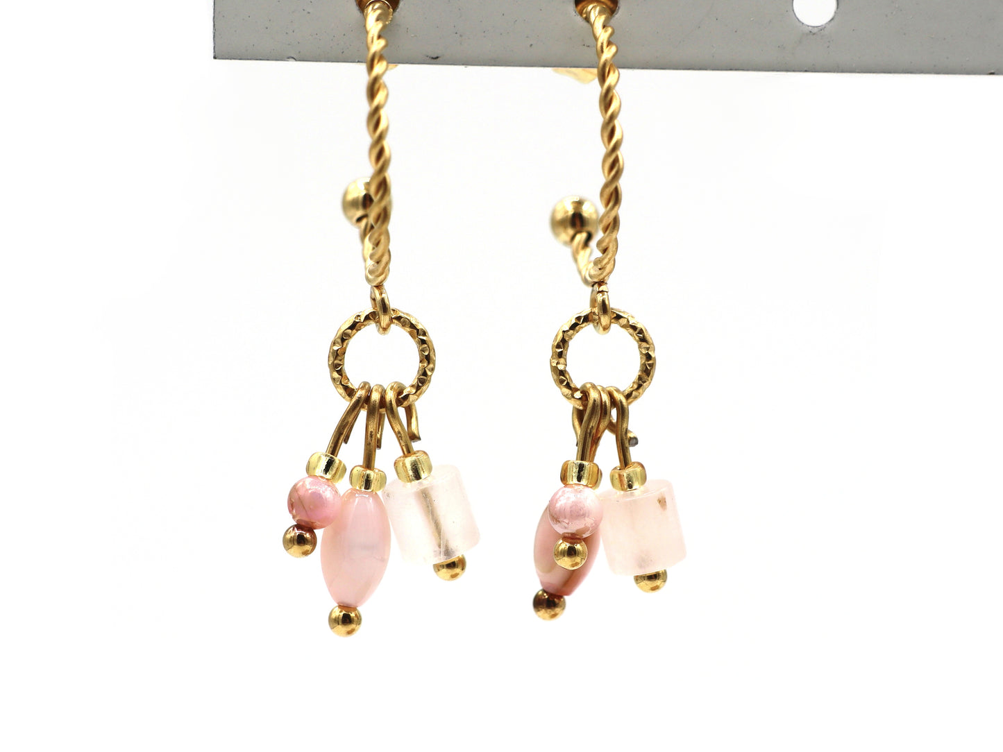 Earrings Kirana rose quartz, silver or gold stainless steel