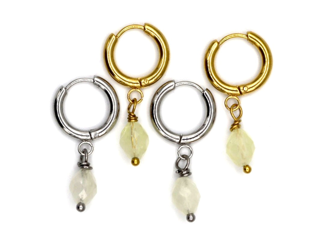Earrings Ayu Citrine,silver and gold stainless steel